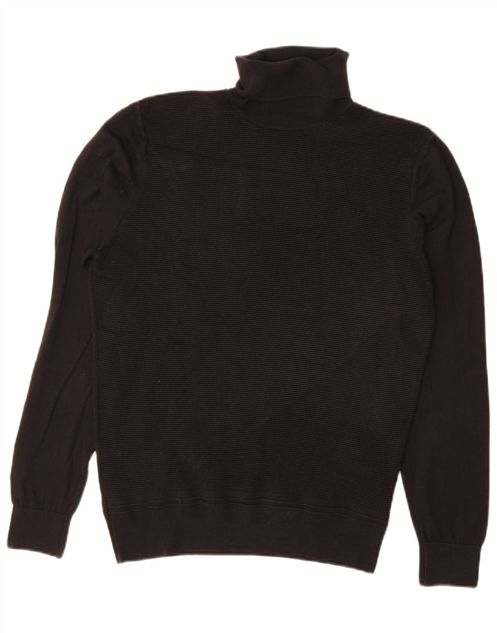 Zara Dame Rullehals Sweater UK 14 Medium Sort Bomuld