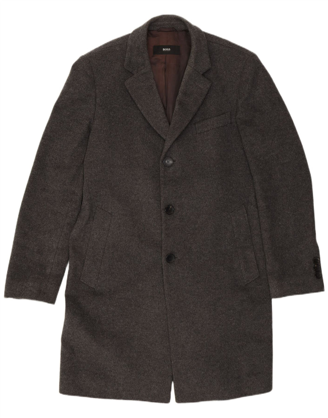 Hugo Boss Herre Overfrakke EU 50 Large Grey Virgin Wool