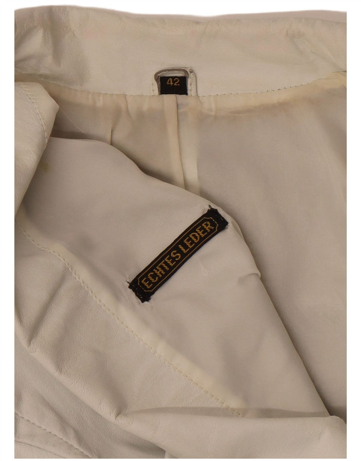 Vintage dame militær læderjakke EU 42 Stor hvid læder