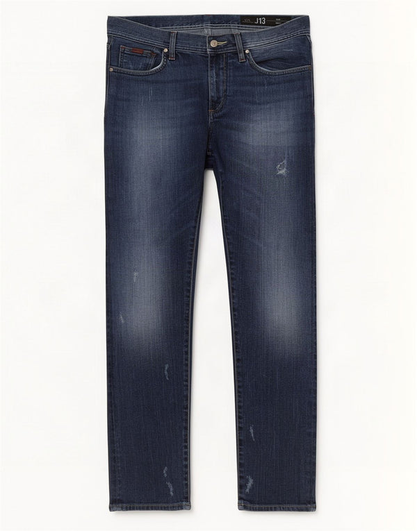 Armani Exchange Herre J13 Distressed Slim Jeans W31 L32 Marineblå Bomuld