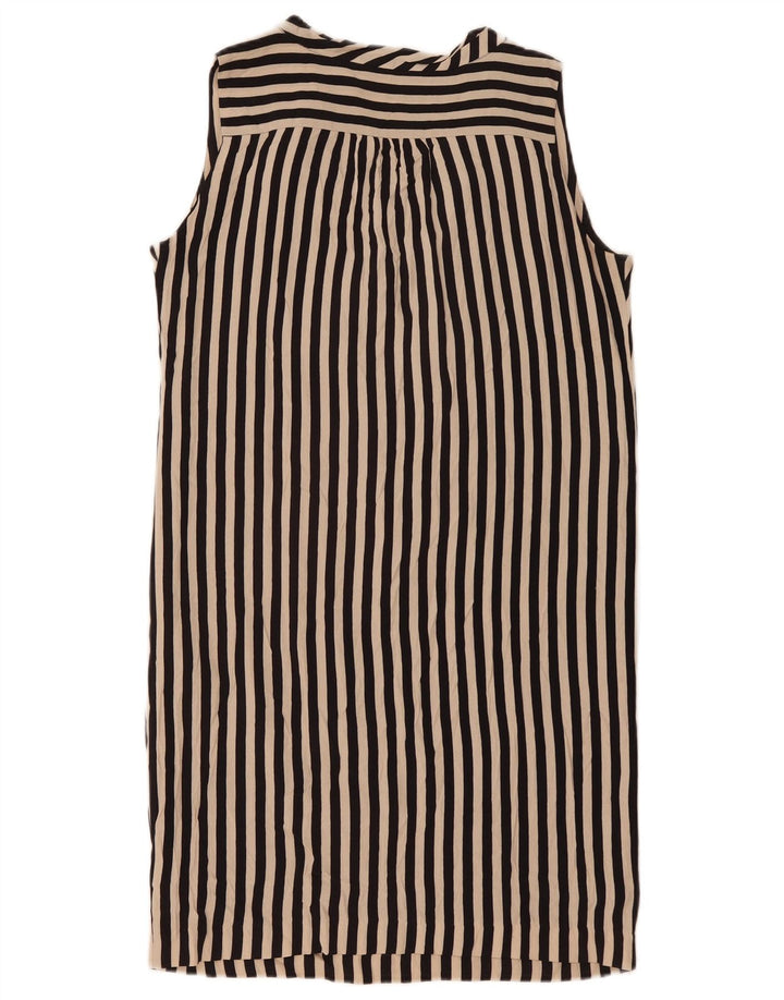 Zara Dame Ærmeløs Shift Dress UK 14 Medium Sort Stribet Viscose