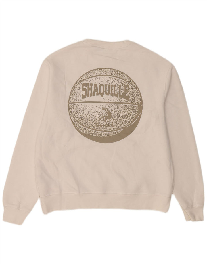 Zara Herre grafisk sweatshirt Jumper Medium Hvid Bomuld