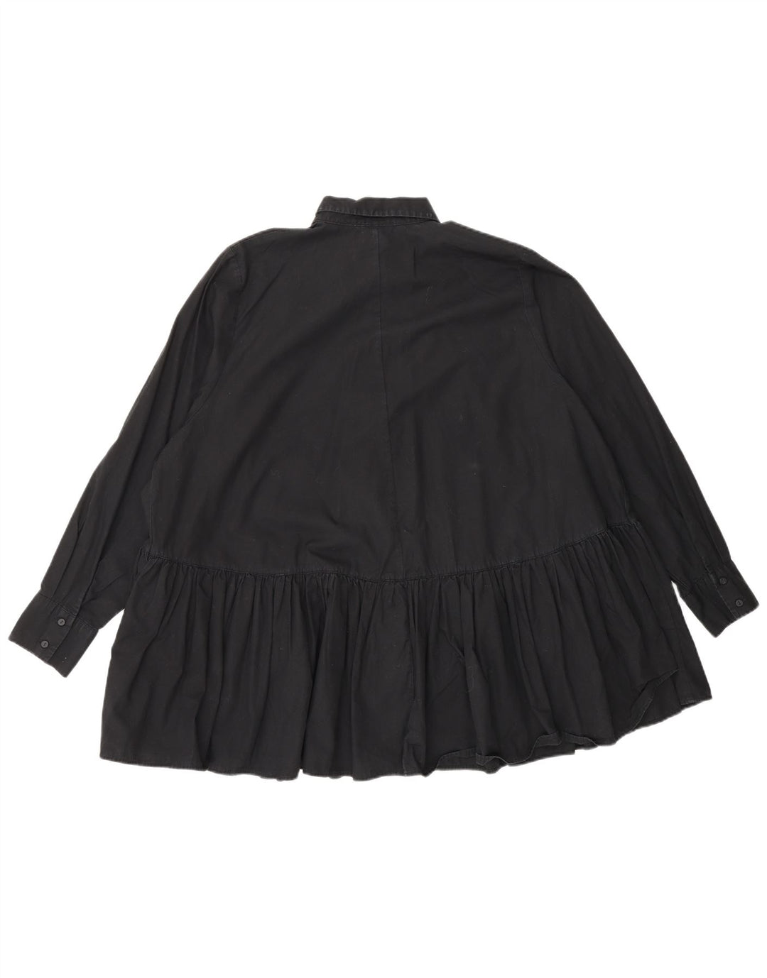 Zara Dame Oversized skjortebluse UK 10 Small Black Bomuld
