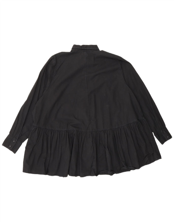 Zara Dame Oversized skjortebluse UK 10 Small Black Bomuld