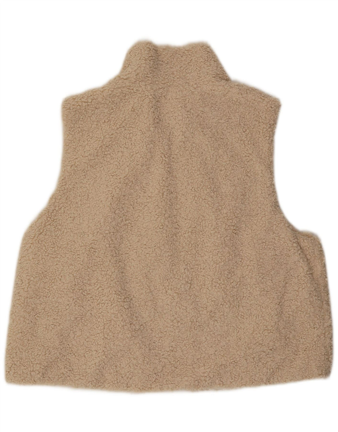 Zara Dame Oversized Fleece Gilet UK 10 Small Beige Polyester