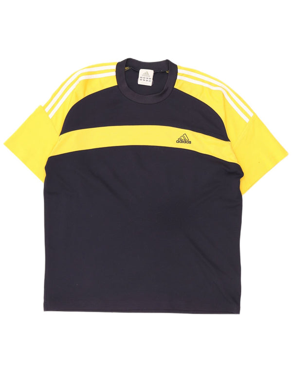Adidas Herre T-Shirt Top UK 44/46 XL Navy Blue Colourblock