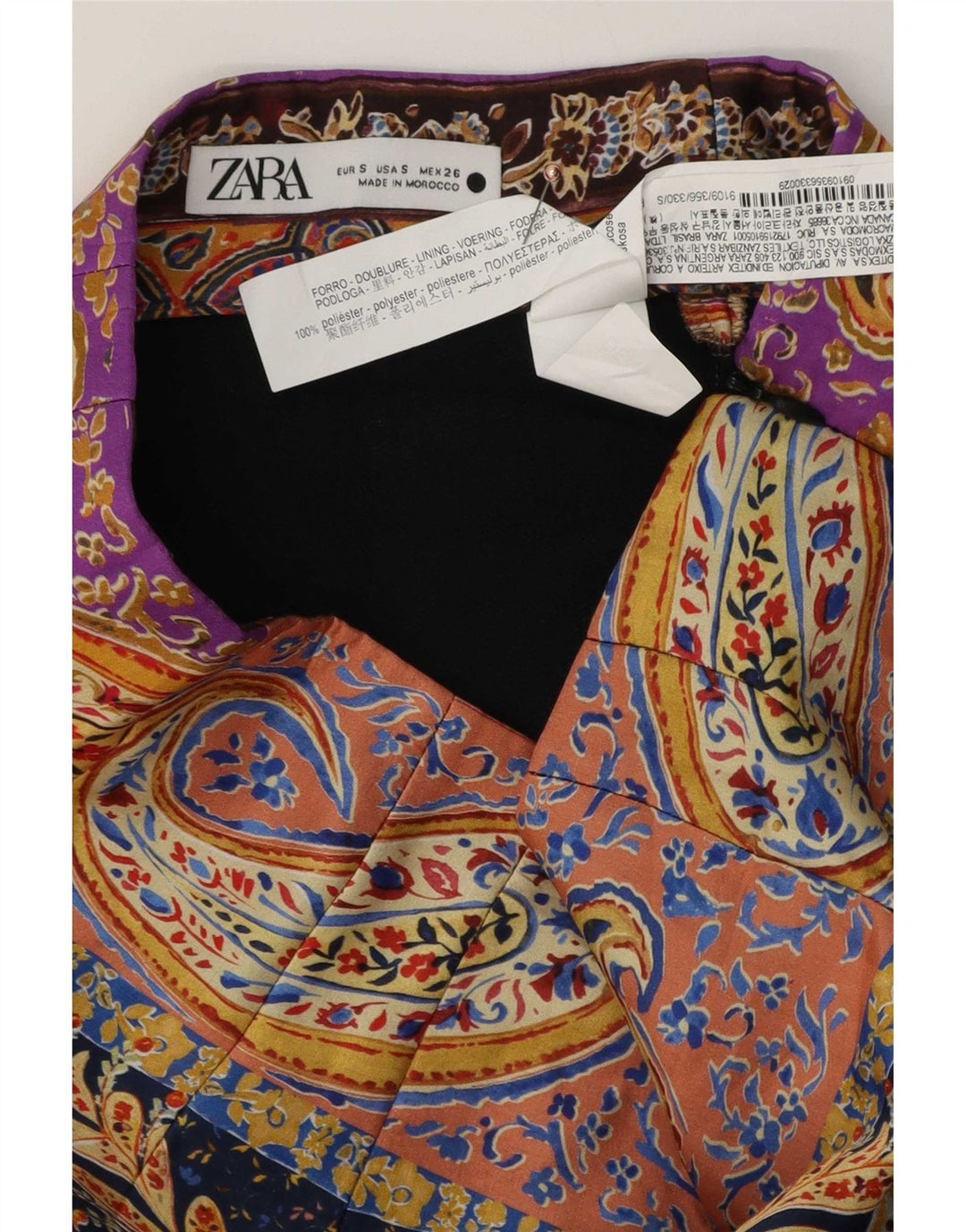 Zara Dame Mini-nederdel Small W26 Flerfarvet Paisley Polyester