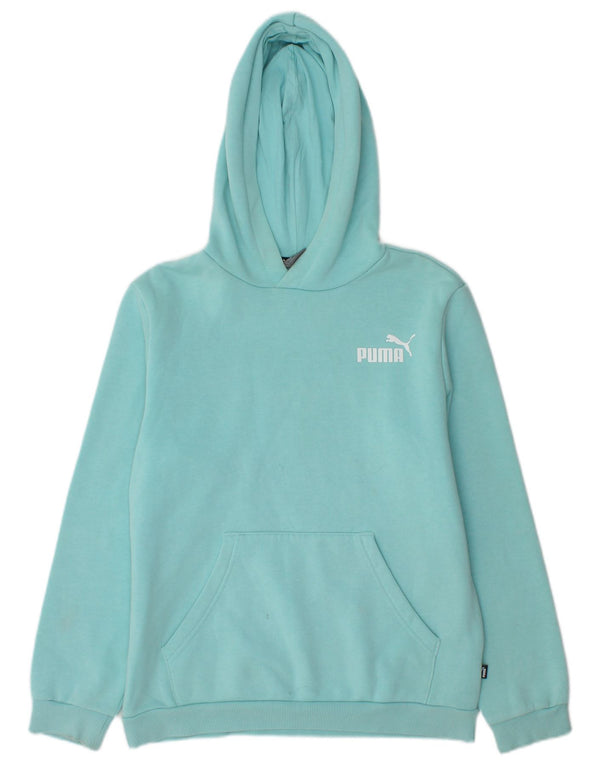 Puma Boys Hoodie Jumper 13-14 Years Blue Cotton