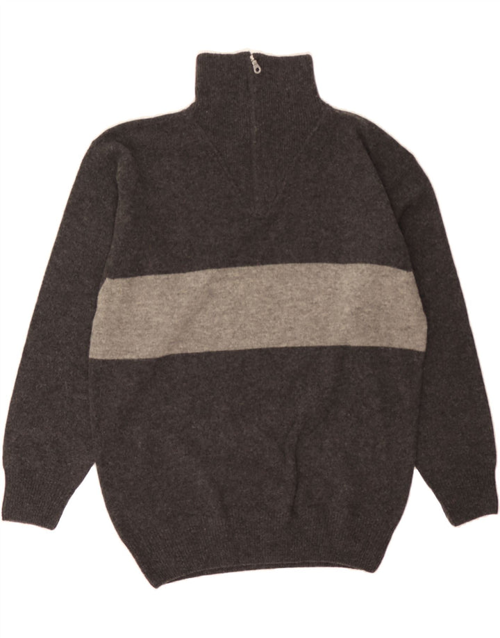 ROVER&LAKES Mens Zip Neck Jumper Sweater IT 52 Large Grey Colourblock Vintage Rover&Lakes and Second-Hand Rover&Lakes from Messina Hembry 