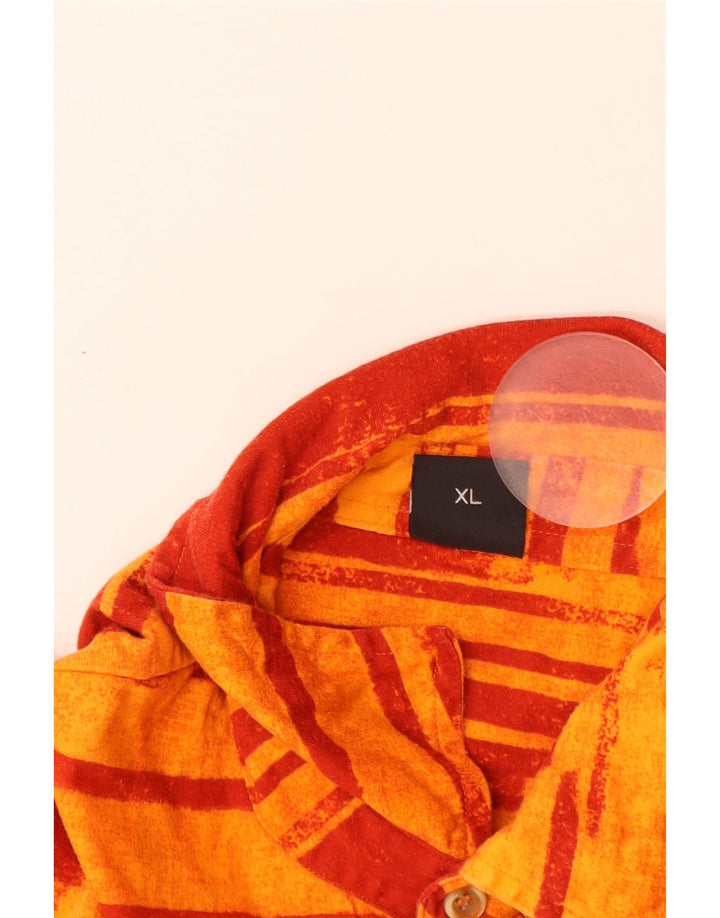 HUGO BOSS Kortærmet trøje til mænd XL orange stribet bomuld