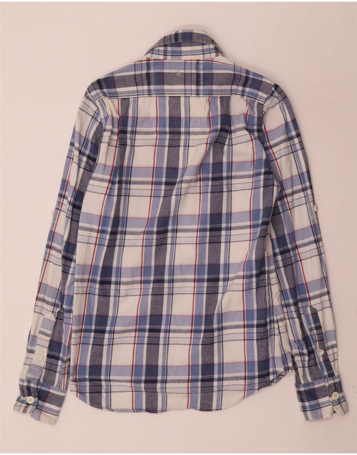 Superdry Flanelskjorte til mænd, lille blå plaid bomuld