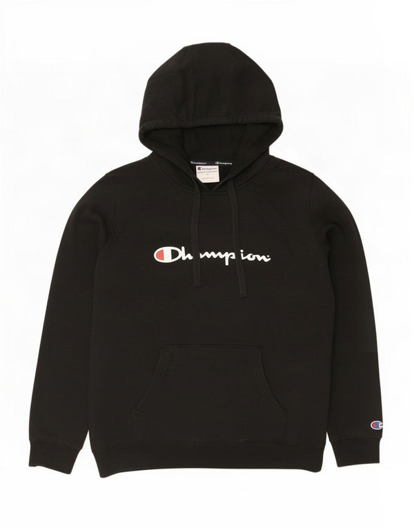 Champion Dame Grafisk Hoodie Jumper UK 18 XL Sort Bomuld