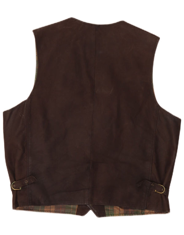 Vintage herre lædervest IT 56 2XL Brun