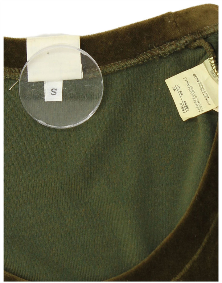 BENETTON Dame Langærmet Velvet Bodycon Kjole UK 8 Lille grøn bomuld