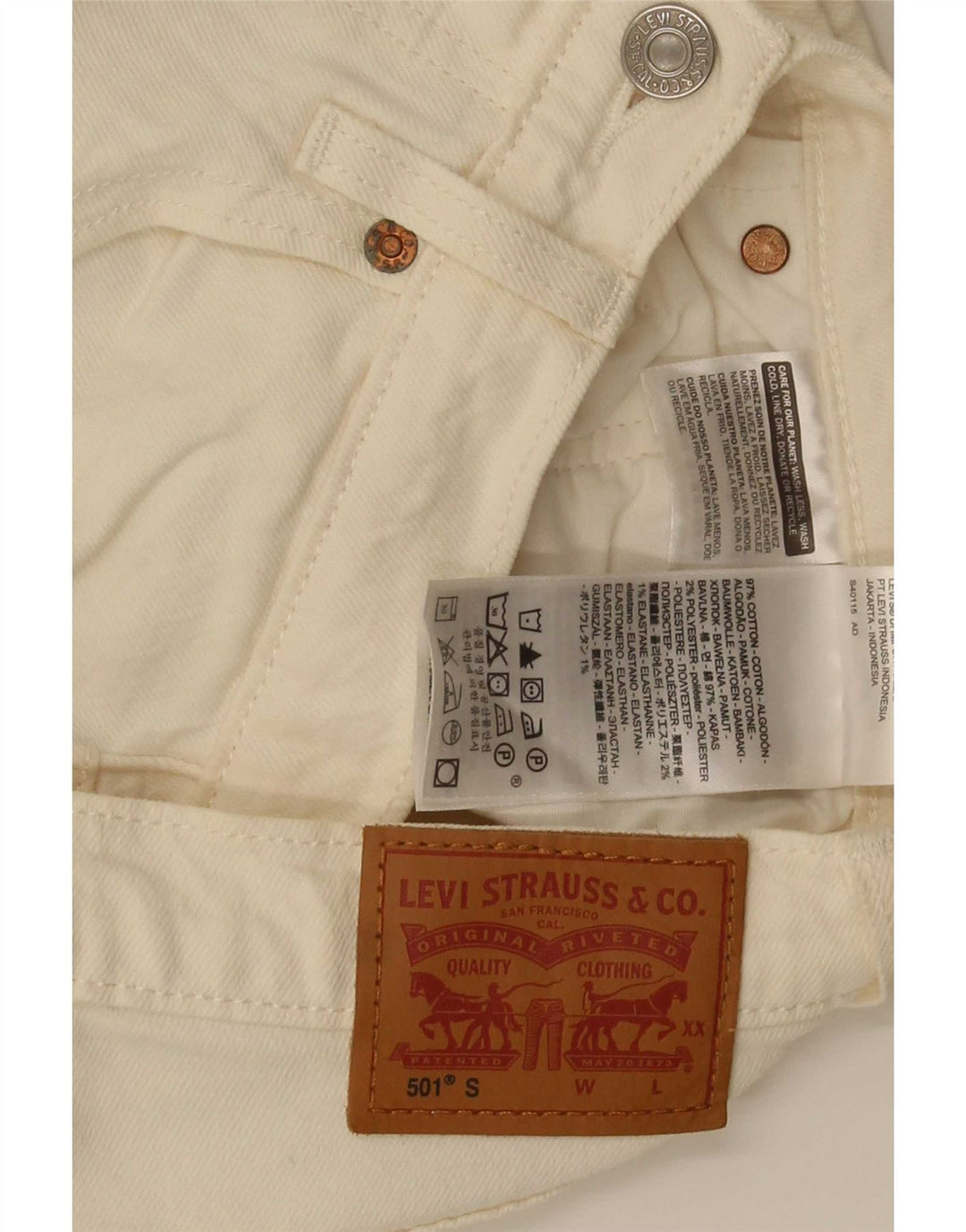 Levi's Dame 501 Straight Jeans W25 L28 Off White Bomuld
