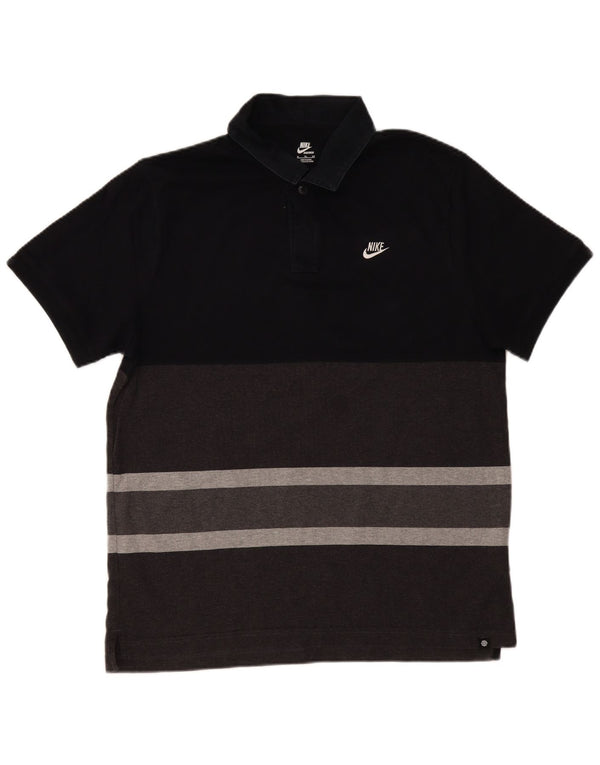 Nike herre poloshirt XL sort stribet bomuld