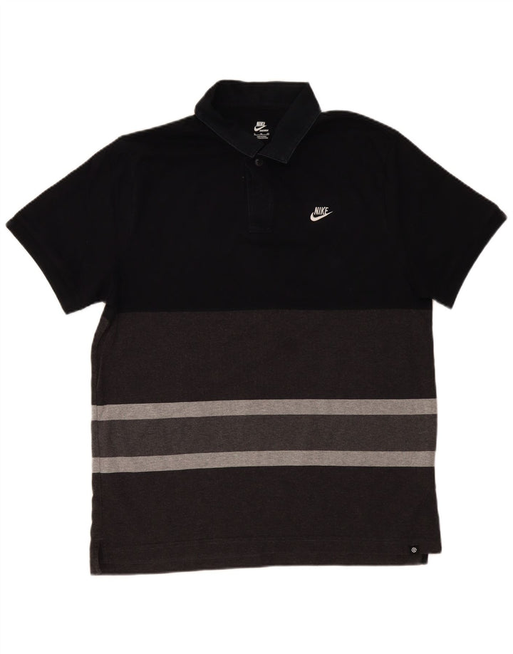 Nike herre poloshirt XL sort stribet bomuld