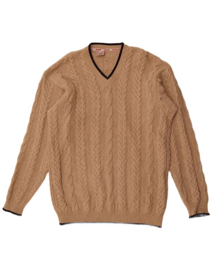 Slam Herre V-hals sweater XL Beige Uld