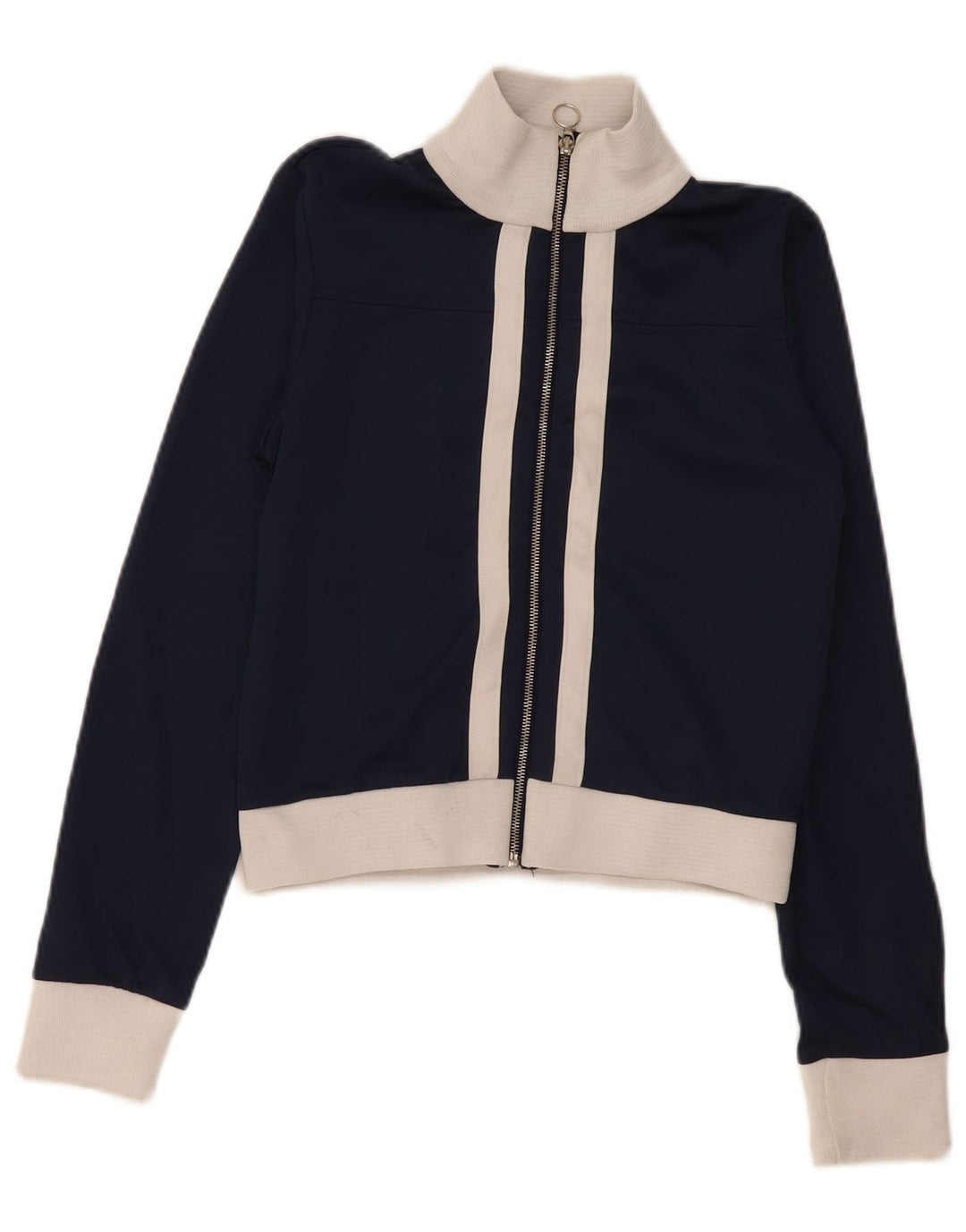 Zara Womens Crop træningsdragt topjakke UK 14 Medium Navy Blue Colourblock