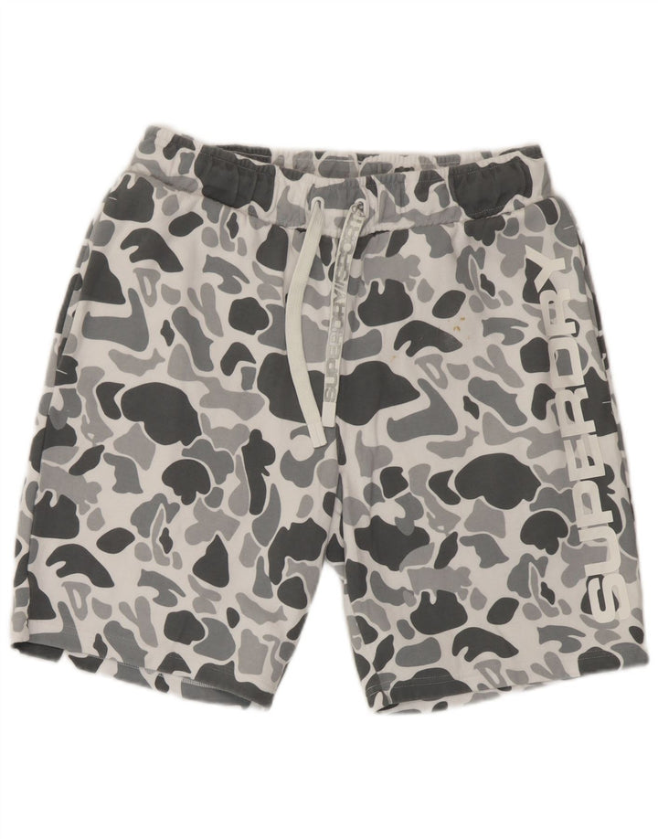 Superdry Herre grafiske sportsshorts Mediumgrå Camouflage Bomuld