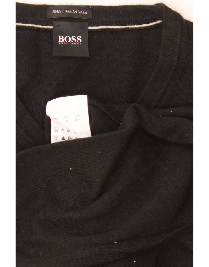Hugo Boss Herre V-hals sweater XL Sort Virgin Wool