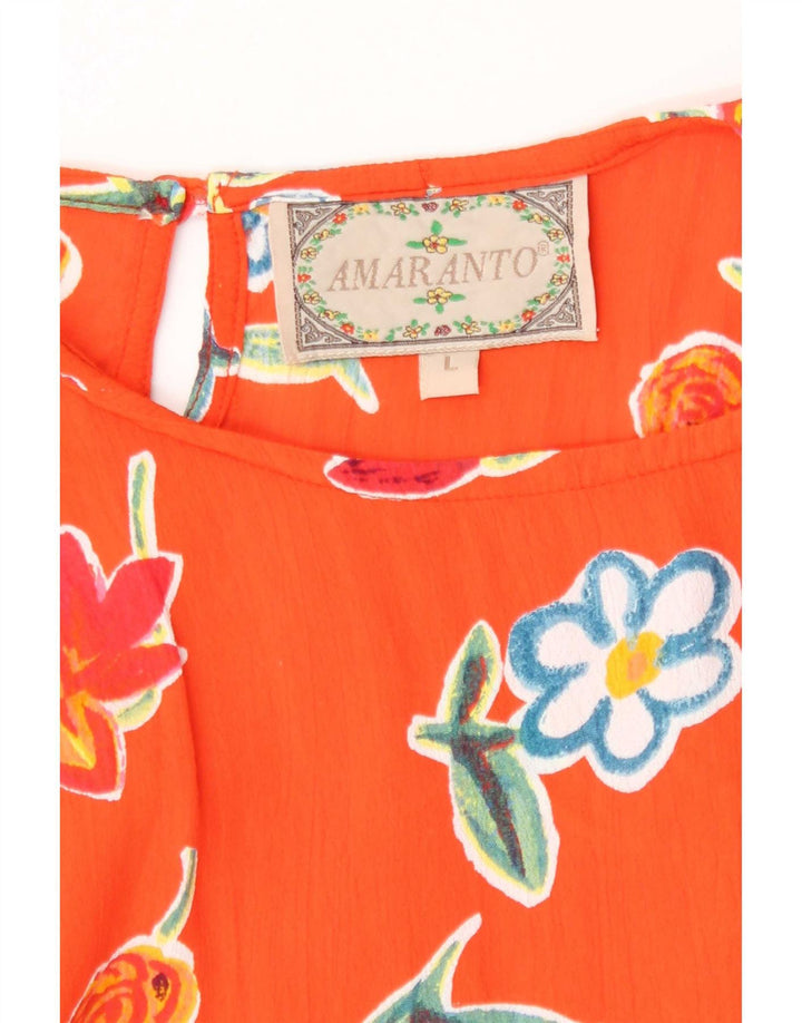 Amaranto Damevest Top UK 14 Large Orange Floral Viscose