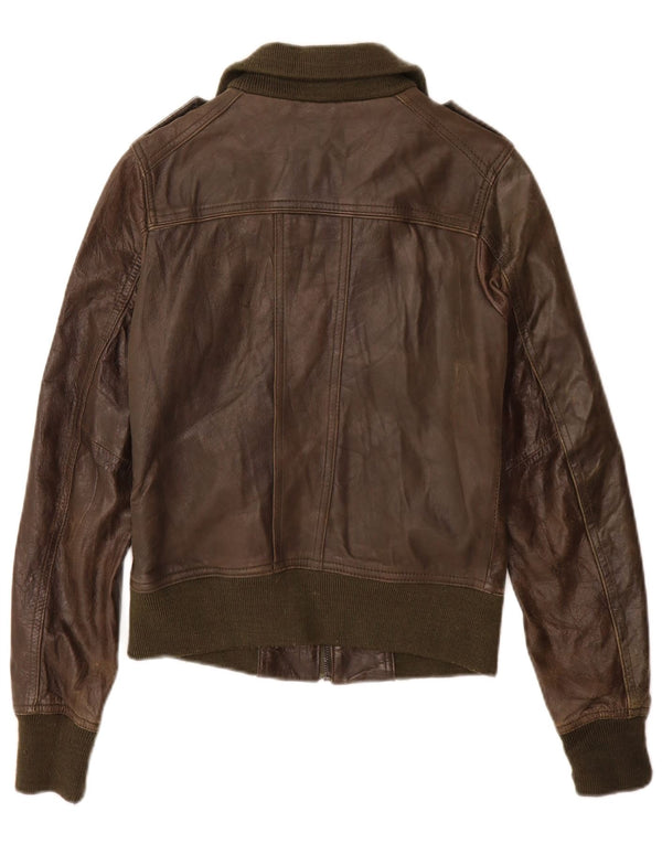 XDYE Military Læderjakke til kvinder UK 8 Small Khaki Læder