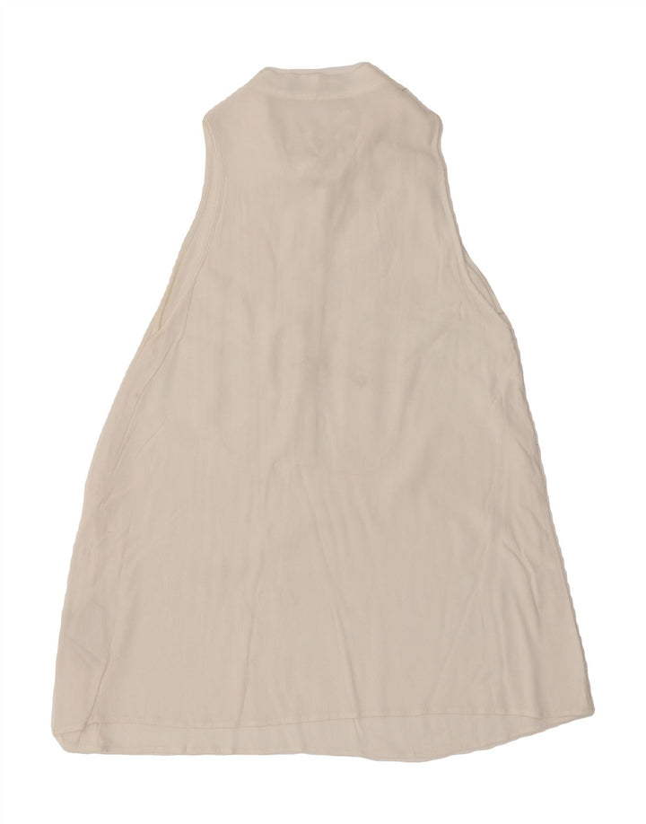 TRUSSARDI JEANS Womens Sleeveless Blouse Top IT 42 Medium White Viscose Vintage Trussardi Jeans and Second-Hand Trussardi Jeans from Messina Hembry 