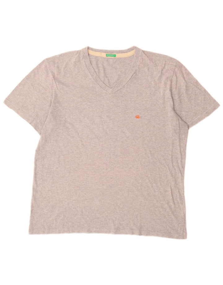 Benetton Herre T-shirt Top Medium Grey Flecked