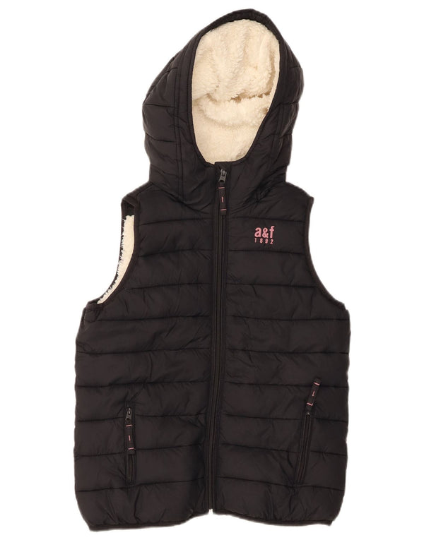 ABERCROMBIE & FITCH Girls Hooded Padded Gilet 11-12 Years Black Nylon