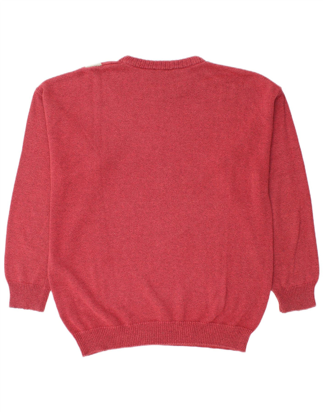CARLO Mens Crew Neck Jumper Sweater Large Red Colourblock Cotton