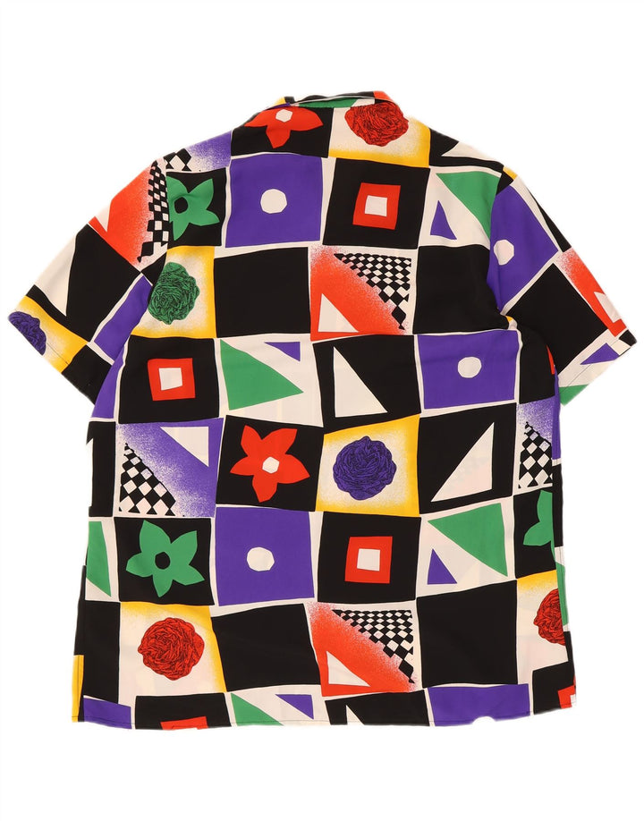 Vintage herre abstrakt mønster skjorte medium flerfarvet geometrisk