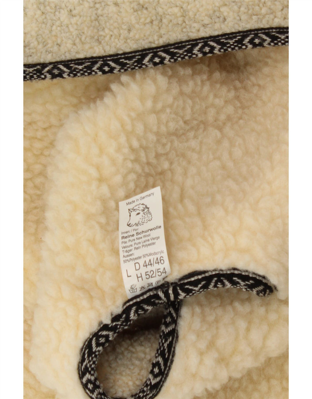 VINTAGE Herre Sherpa Gilet IT 52/54 XL Beige Ny Uld