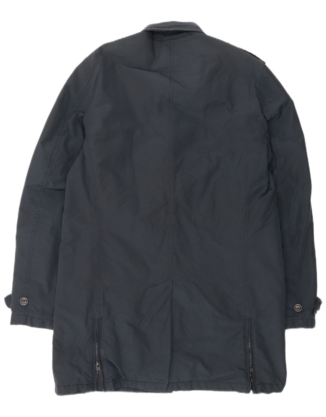 WOOLRICH Mens Overcoat UK 40 Large Navy Blue Cotton