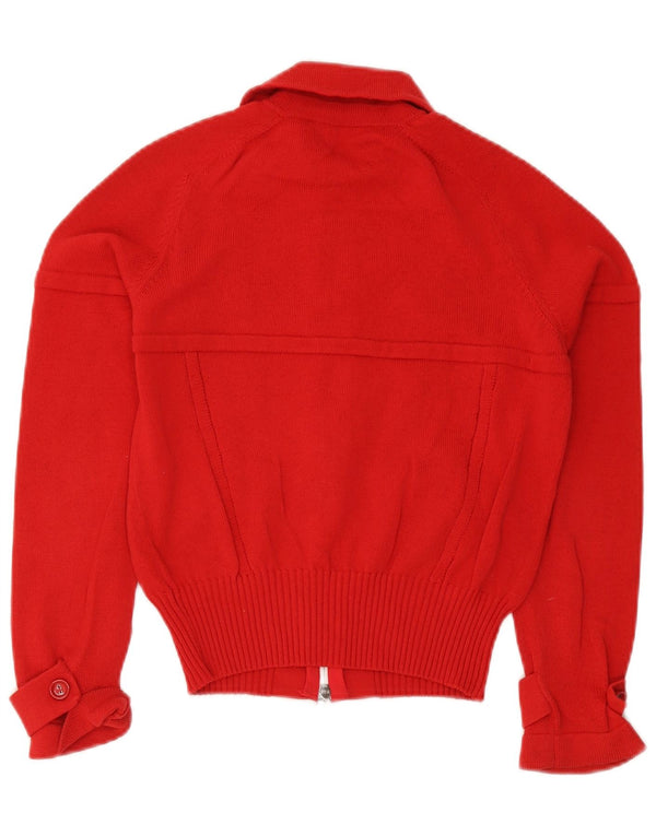 D. Eksteriør Dame Crop Cardigan Sweater UK 12 Medium Rød Bomuld