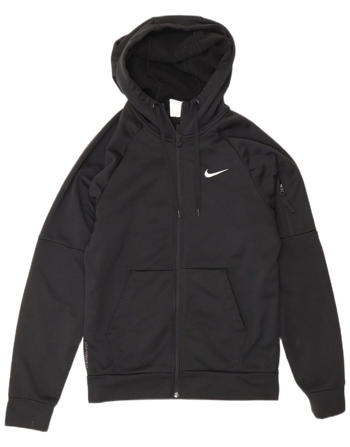 Nike herre Therma-Fit hættetrøje med lynlås, lille sort polyester
