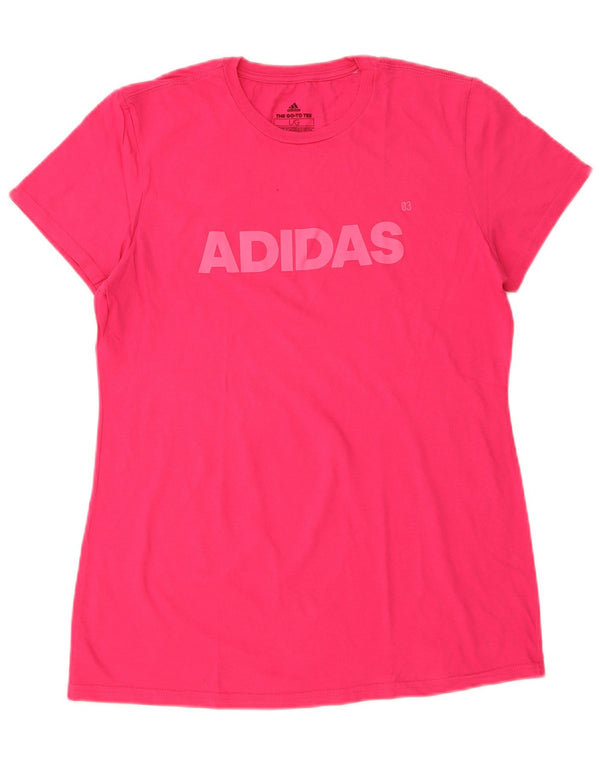 Adidas Dame Grafisk T-Shirt Top UK 16 Large Pink