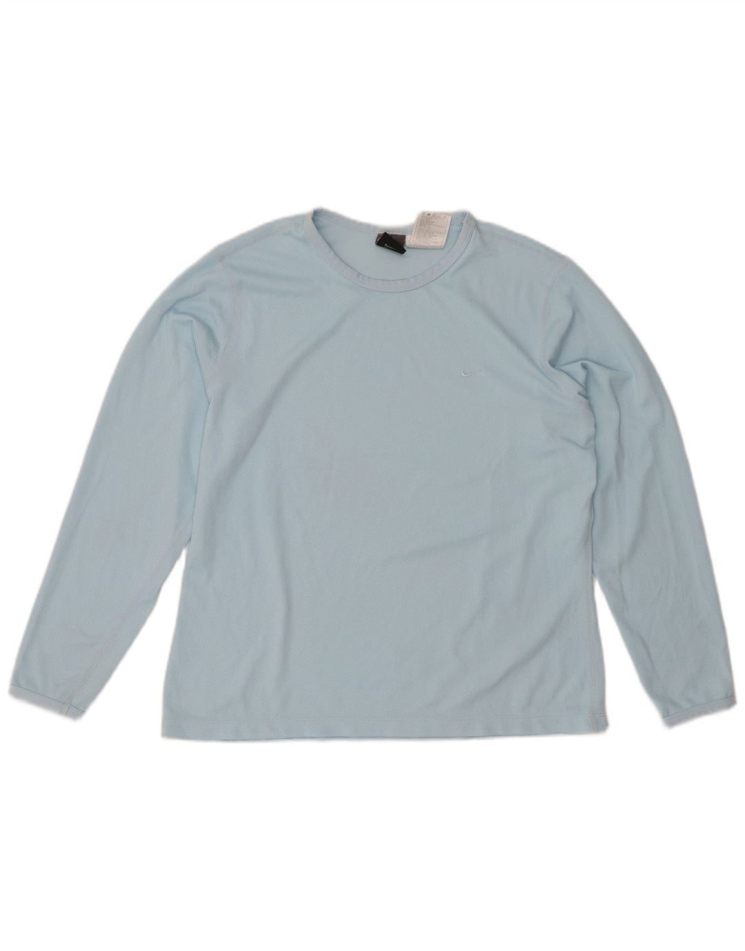 NIKE Dame Dri Fit Top Langærmet US 12/14 Large Blue Polyester