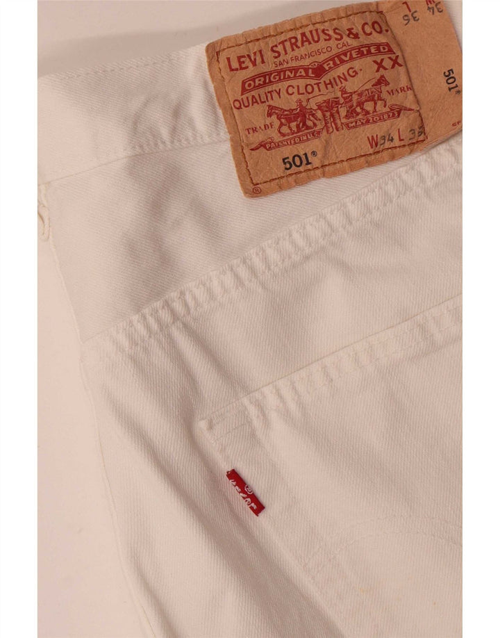 Levi's Herre 501 Straight Jeans W34 L33 Hvid Bomuld