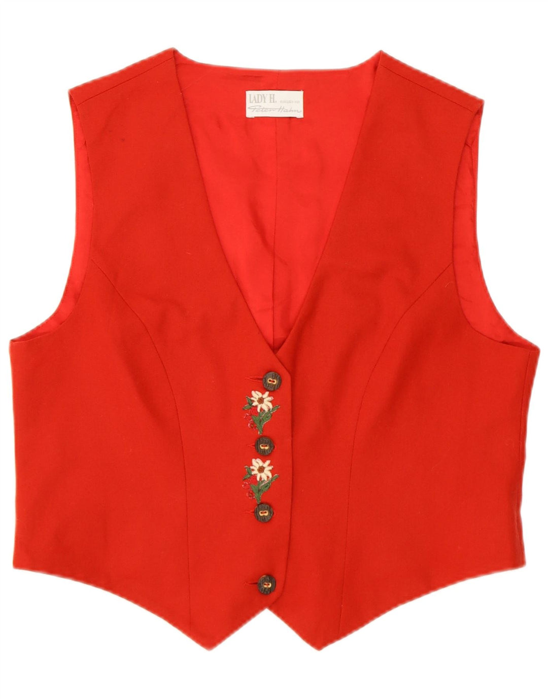 PETER HAHN Dame Crop vest UK 20 2XL Rød Blomster Jomfruuld
