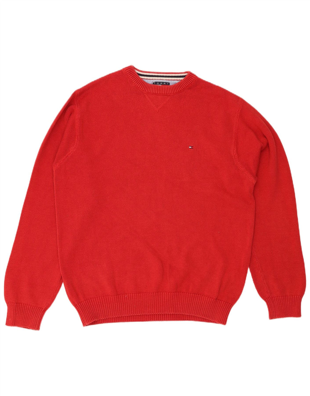TOMMY HILFIGER Herre sweater med rund hals, stor rød bomuld