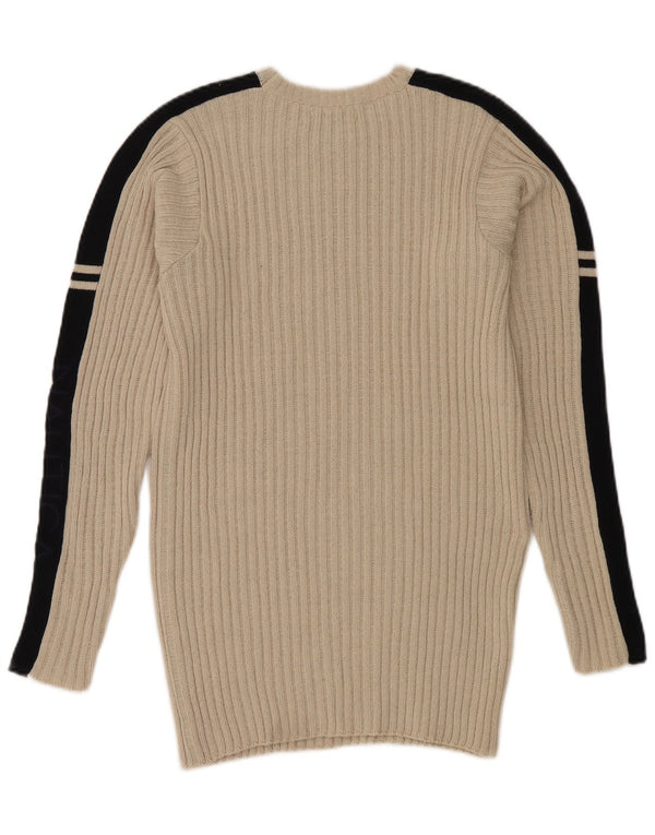 Nautica Herre Crew Neck Jumper Sweater Stor Beige Colourblock Bomuld