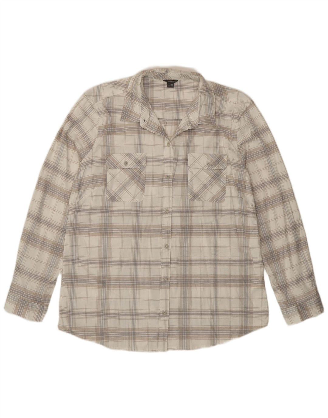 Eddie Bauer Dame Flanell Shirt UK 18 XL Off White Plaid Bomuld