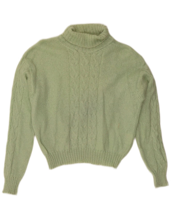 Vintage Dame Crop Roll Neck Jumper Sweater UK 14 Medium Green