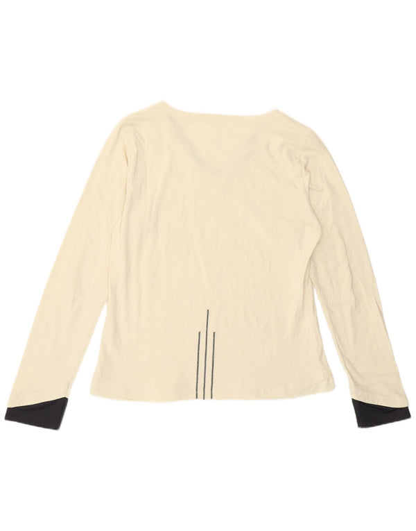 Adidas Dame Top Langærmet UK 18 XL Off White Colourblock Bomuld
