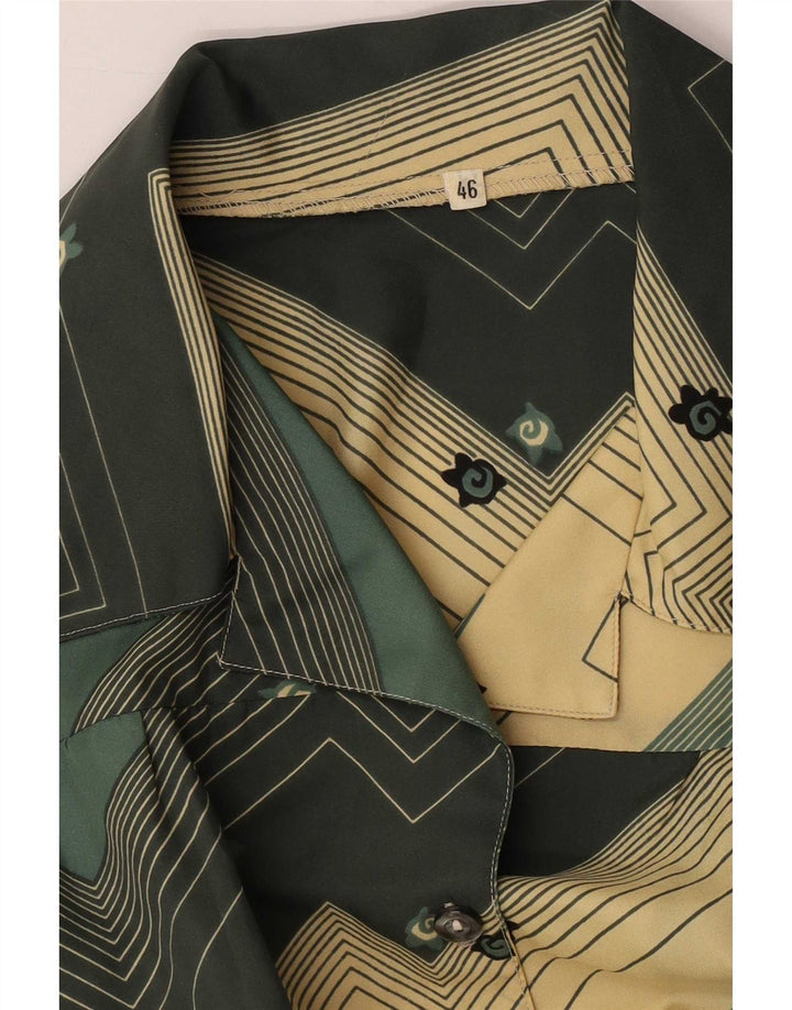 Vintage Dame Skjorte Bluse IT 46 Stor Grøn Geometrisk