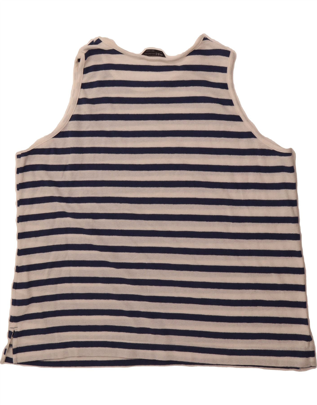 MARKS & SPENCER Womens Vest Top UK 22 3XL White Striped Cotton Vintage Marks & Spencer and Second-Hand Marks & Spencer from Messina Hembry 