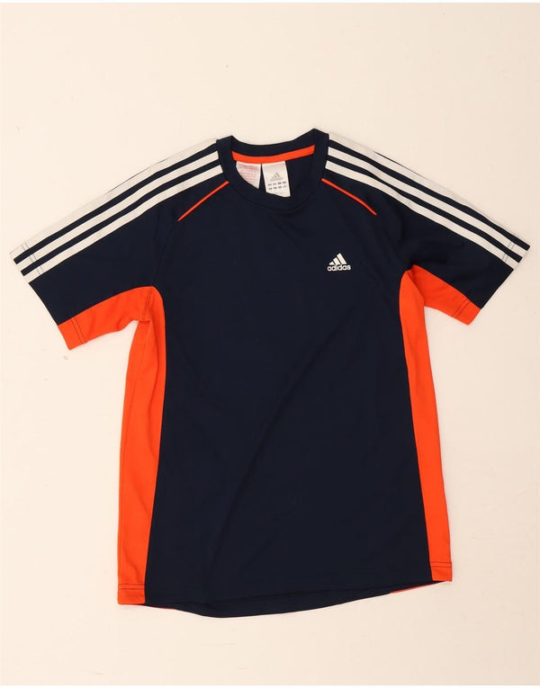 Adidas Boys T-Shirt Top 13-14 år Navy Blue Colourblock Polyester