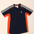 Adidas Boys T-Shirt Top 13-14 år Navy Blue Colourblock Polyester
