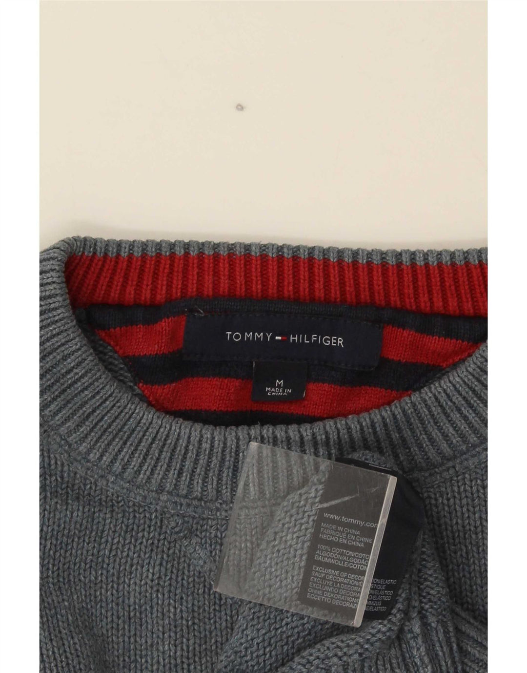 Tommy Hilfiger Herre Crew Neck Jumper Sweater Medium Grå Bomuld